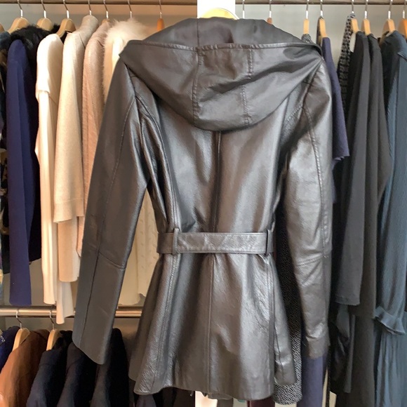 croft & barrow 100% Leather Coat with Hood - Picture 2 of 7